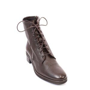 Luca Grossi 881 Brown Leather Zip-Up Lace-Up Ankle Boots